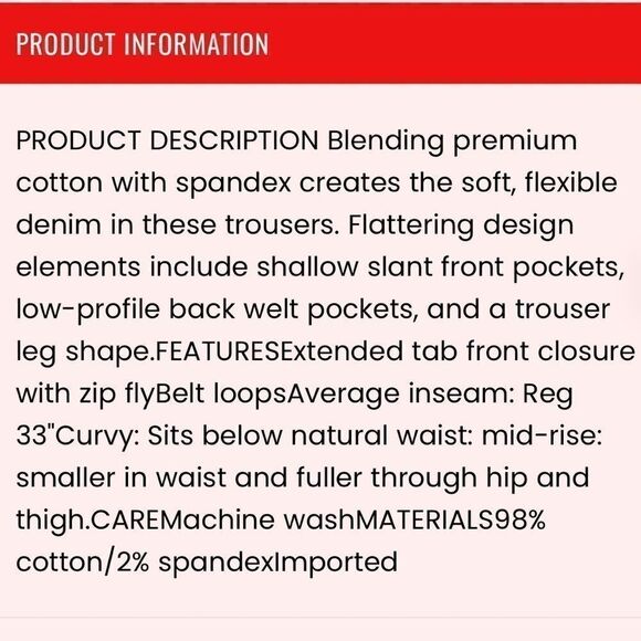 EDDIE BAUER Curvy Denim Jeans in White.Size Various - Picture 13 of 14